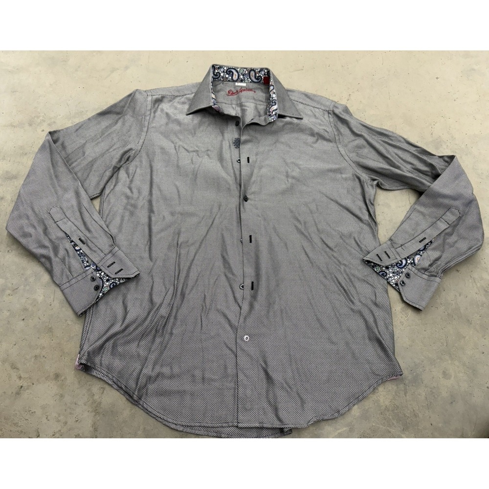 Robert Graham Men's Button Down Shirt Geometric Cotton Black/White Size M/L